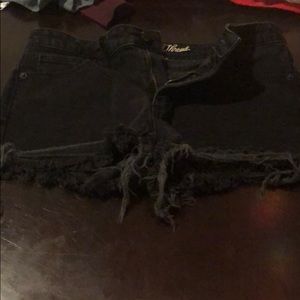Black denim shorts